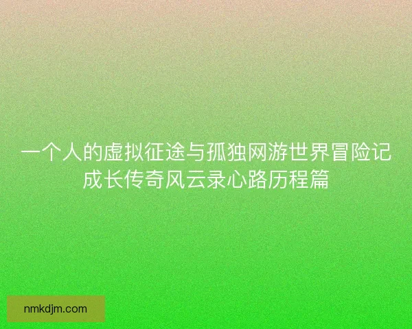 一个人的虚拟征途与孤独网游世界冒险记成长传奇风云录心路历程篇